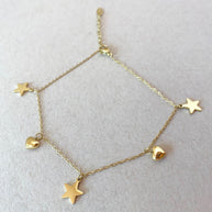 Little Stars and Hearts Pattern Steel Anklet