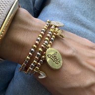 St Miguel Religious Charms in 3 Gold Adjustable Bracelet