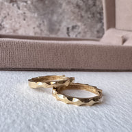 Beveled Style 18k Solid Gold Hoops