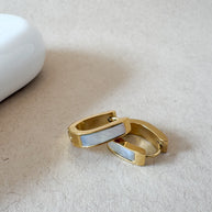 Oval Medium Mother of Pearl Steel Hoops