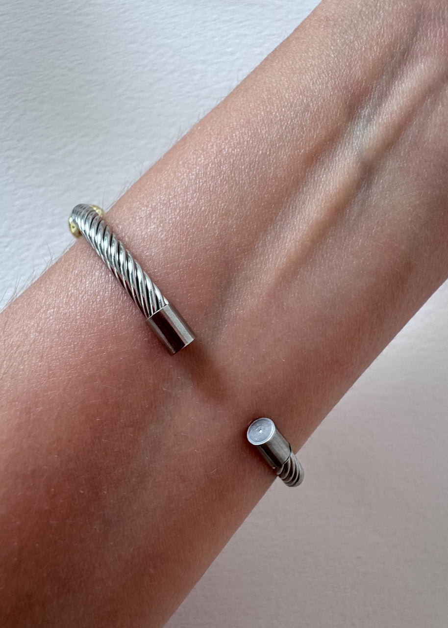 Rigid Steel Silver and Gold Shiny Bracelet