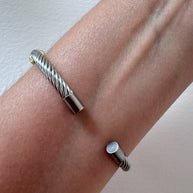 Rigid Steel Silver and Gold Shiny Bracelet