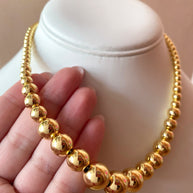 Big, Medium and Little Golden Balls Pattern Necklace