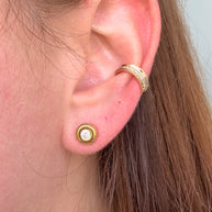 Golden Zircon Circular Steel Necklace or Earrings
