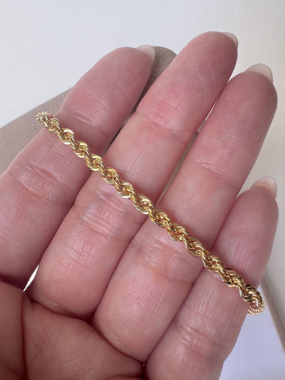 Rope Style 14k Solid Gold Bracelet