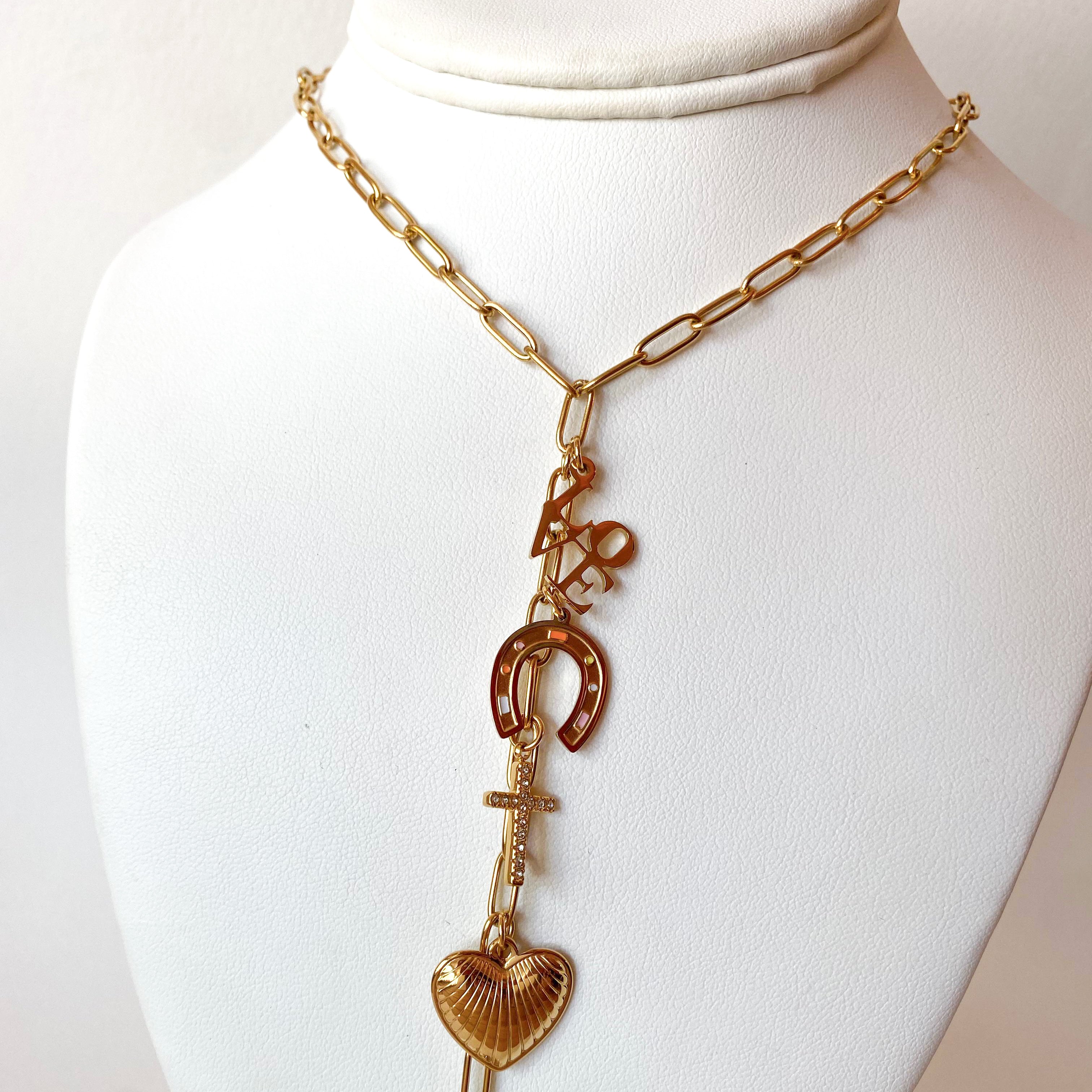 Love Multicharm PaperClip Steel Necklace
