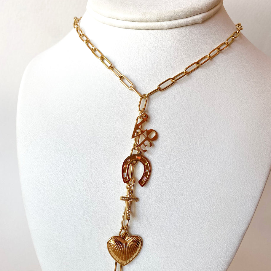 Love Multicharm PaperClip Steel Necklace