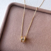 Baggete Crystal Chain 14k Solid Gold Necklace