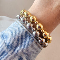 Medium & Little Balls Elastic Bracelets in Silver & Gold