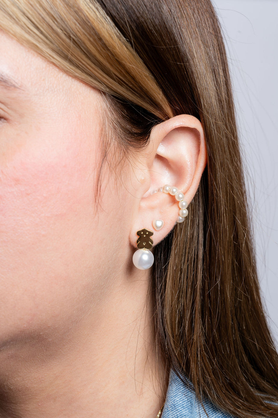 Aretes Osito - Topitos Perla - Ear Cuff de Perlas
