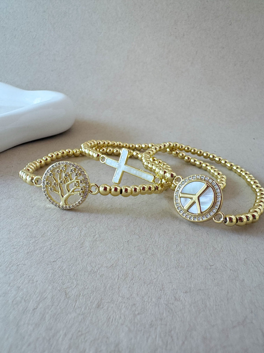 Cross & Various Charms Elastic Bracelets