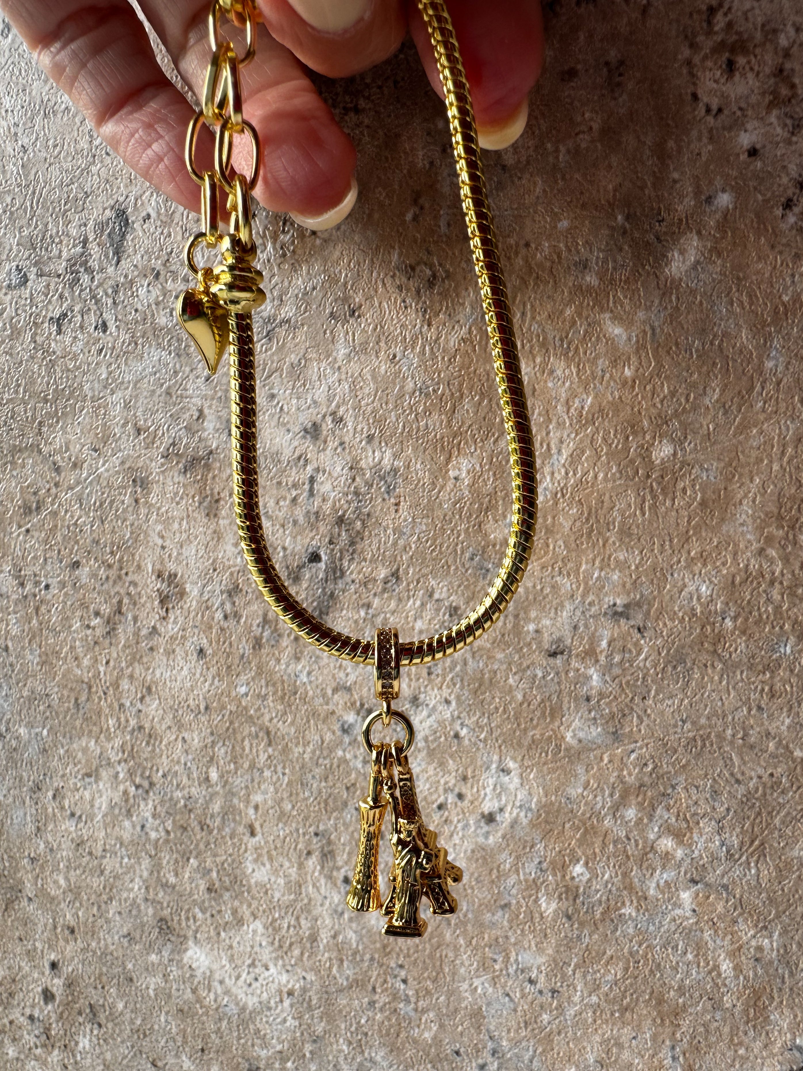 Tower of Pisa + Eiffel Tower + Statue of Liberty Charms Bracelets