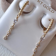 Crystal Drop 14k Solid Gold Hoops