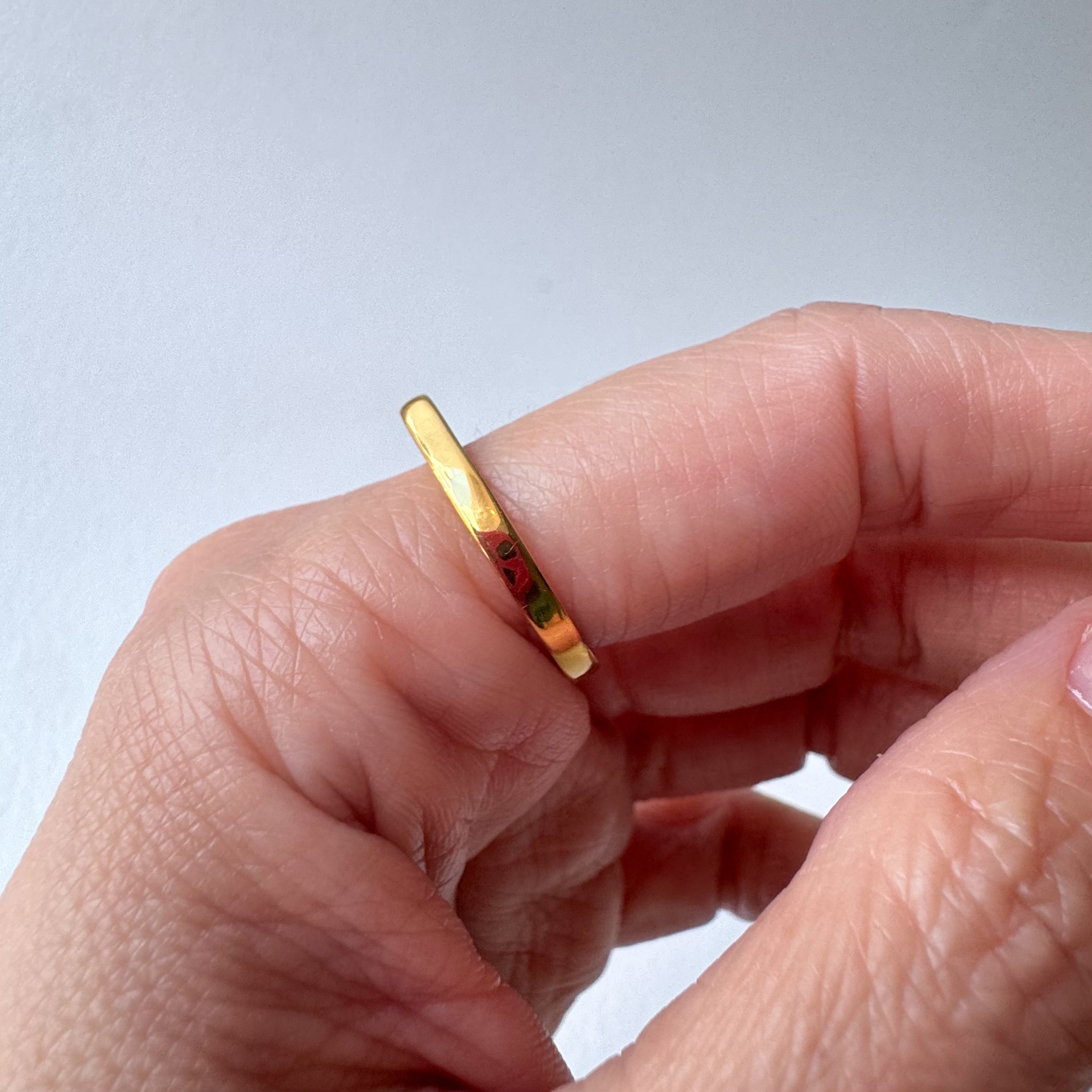Golden Zircon Bar Steel Ring