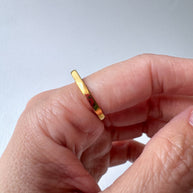 Golden Zircon Bar Steel Ring