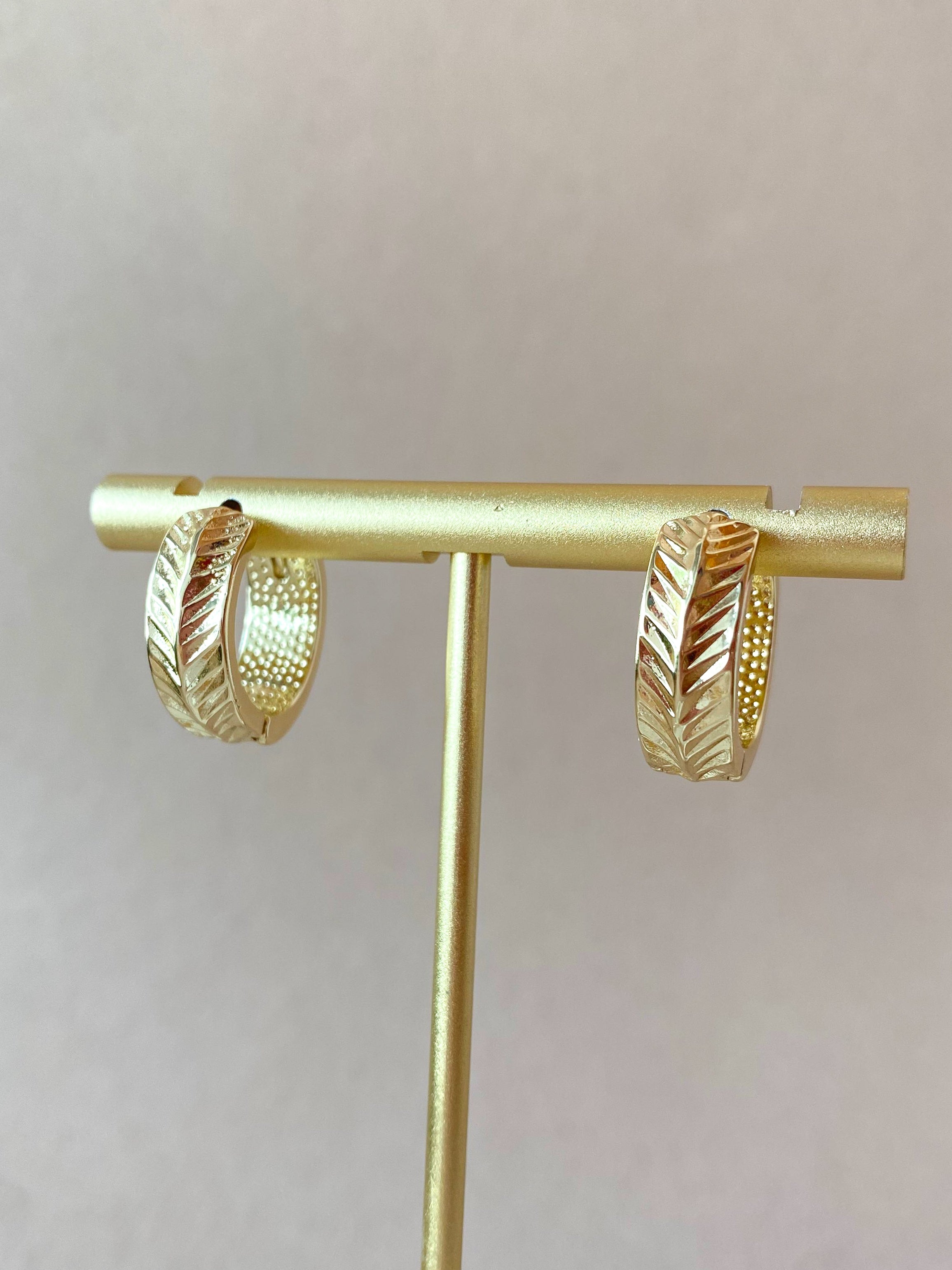 Leaf Shape Golden Medium Hoops