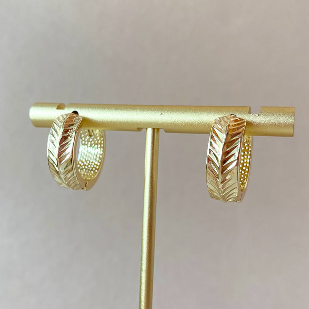 Leaf Shape Golden Medium Hoops