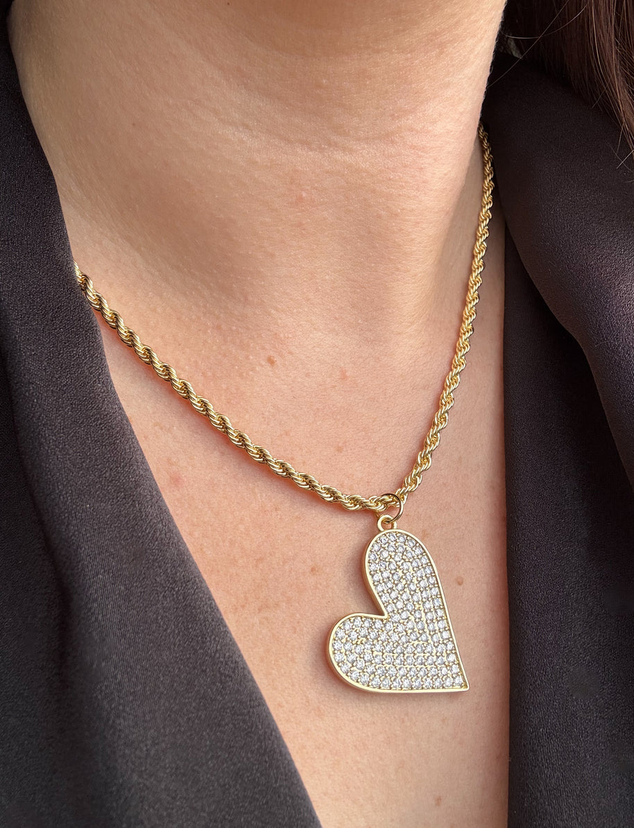 Big Zirconia Heart Necklace