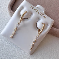 Crystal Drop 14k Solid Gold Hoops