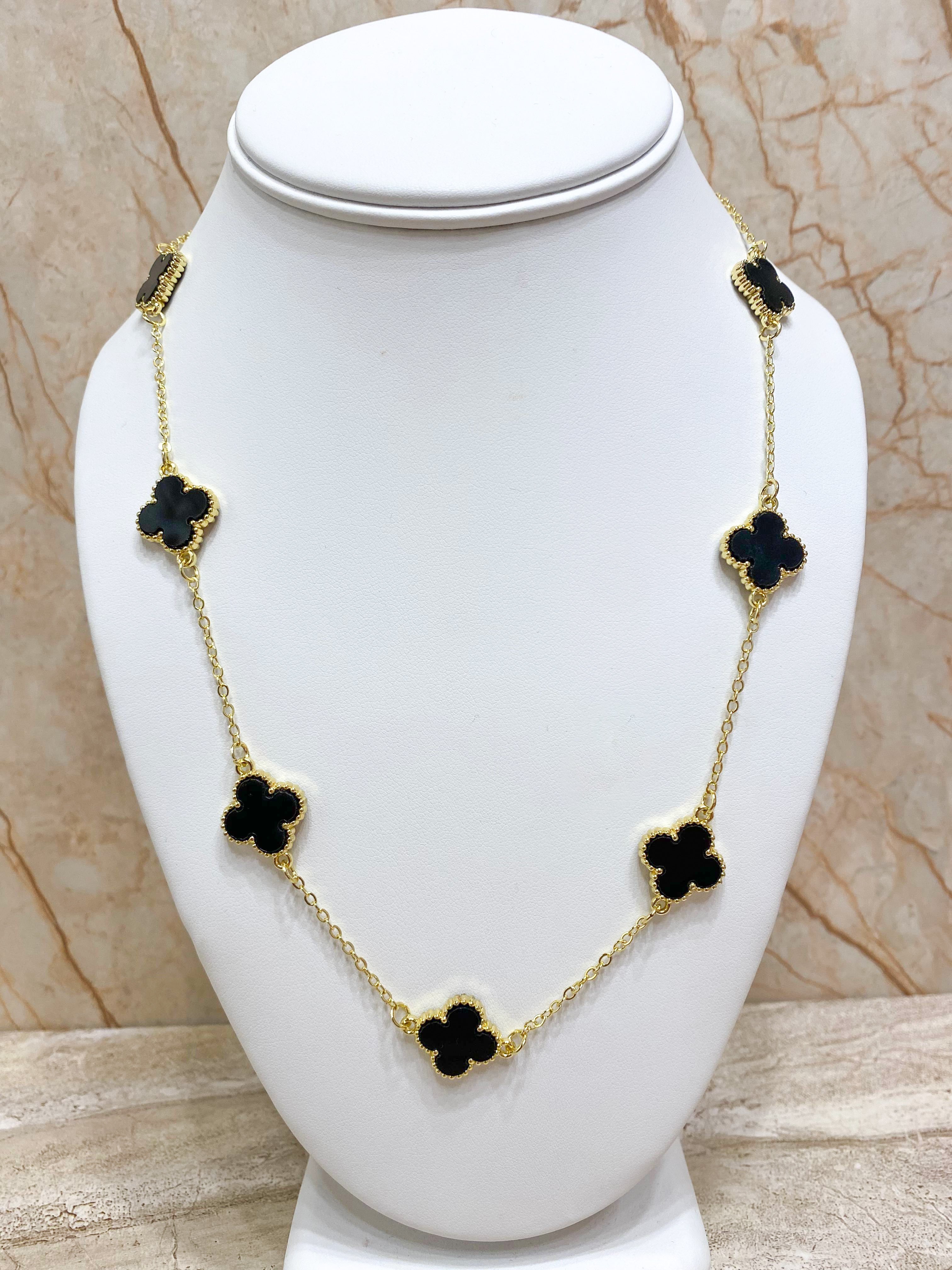 Black & White Clovers Necklace