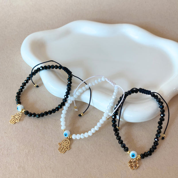 Adjustable Blanck and White Protection Charms Bracelets