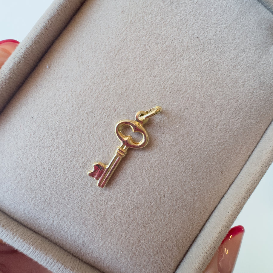 Golden Key 14k Solid Gold Charm