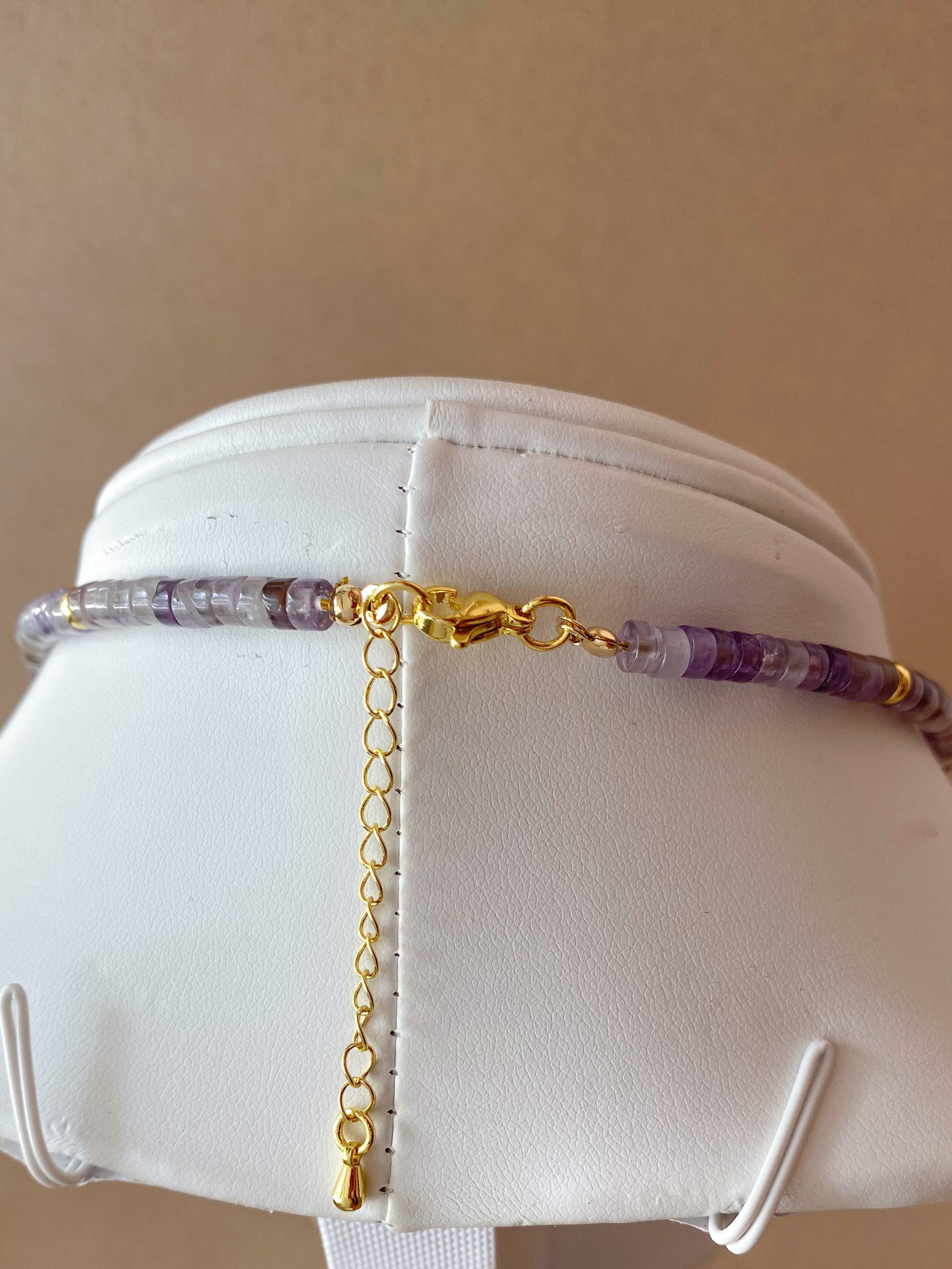 Big Golden Sun Charm in a Amethyst Necklace