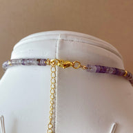 Big Golden Sun Charm in a Amethyst Necklace
