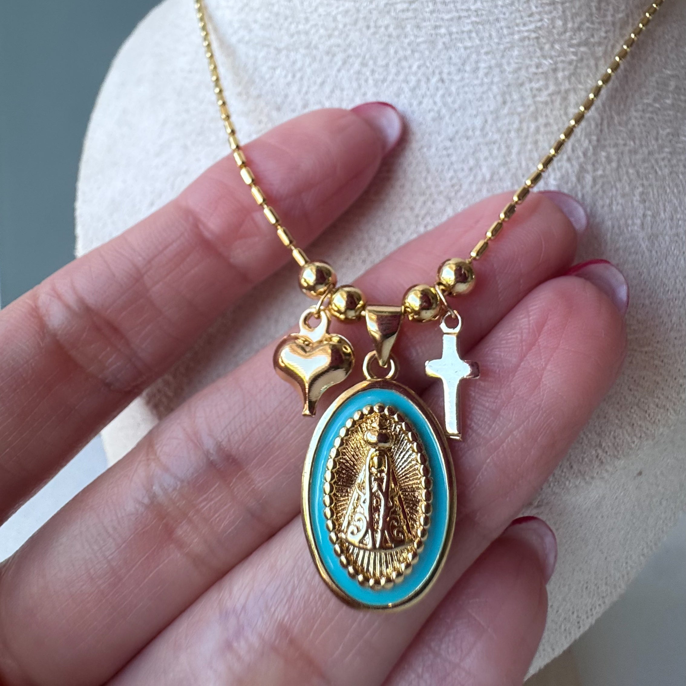 Virgin of the Valley LOVE in Turquoise Necklace