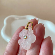 Pink Quartz Crystal Roses Charms