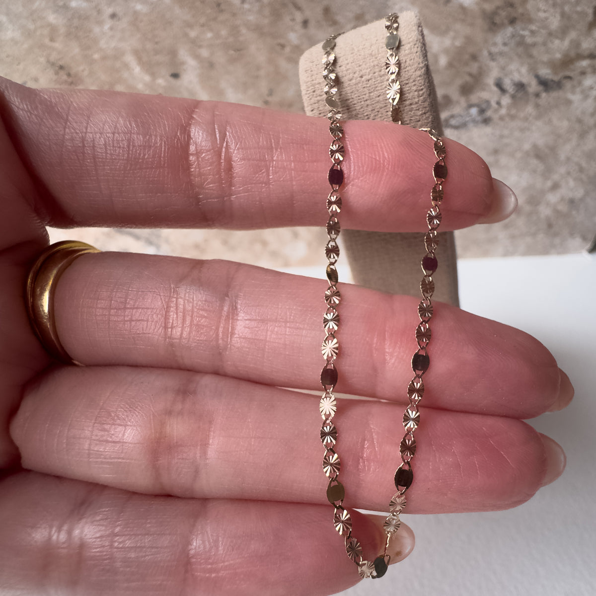 Alternating Style Chain 14K Solid Gold Necklace