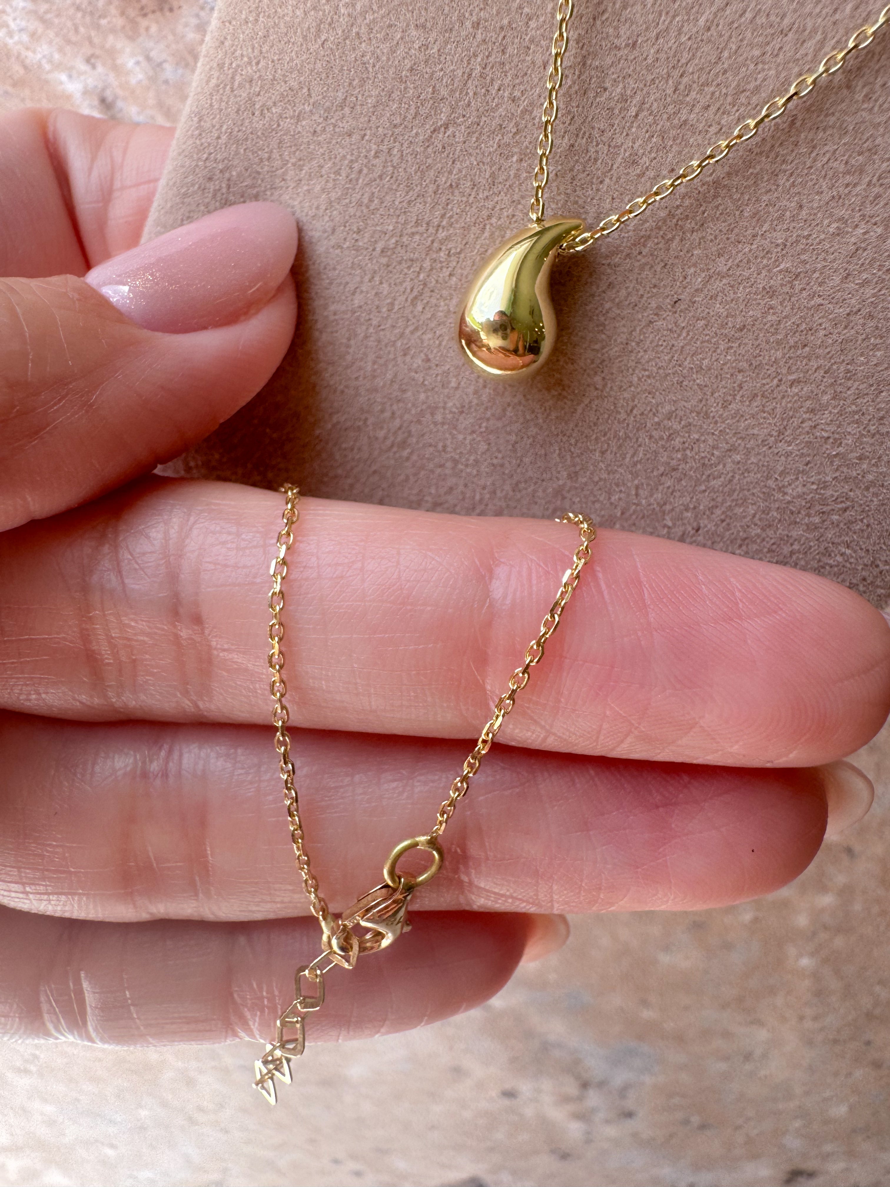 Drop Style Chain 18k Solid Gold Necklace