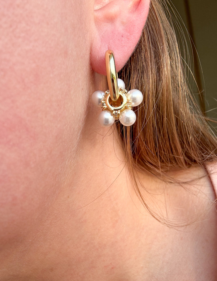 Argollas Grandes Flores de Perlitas