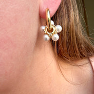 Argollas Grandes Flores de Perlitas