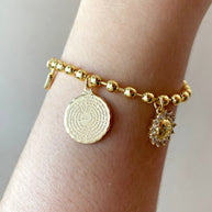 Our Father, Green Heart, Faith Flower Charm Bracelet