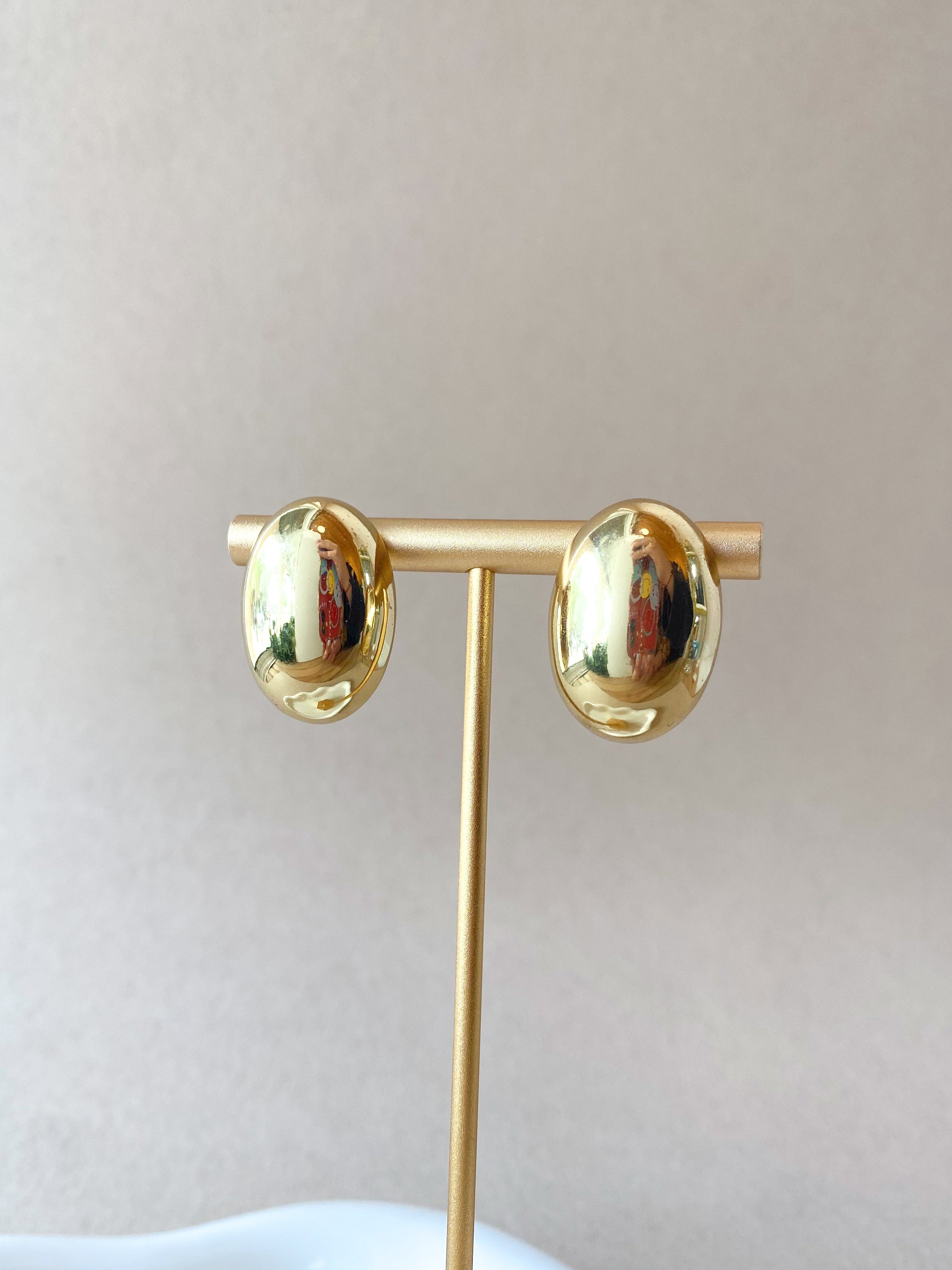 Golden Steel Drop Big Shape Earrings