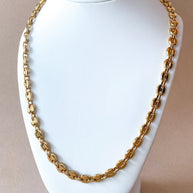Large Golden Steel Coffee Grain Necklace