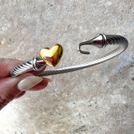 Silver & Gold Heart Steel Bracelet