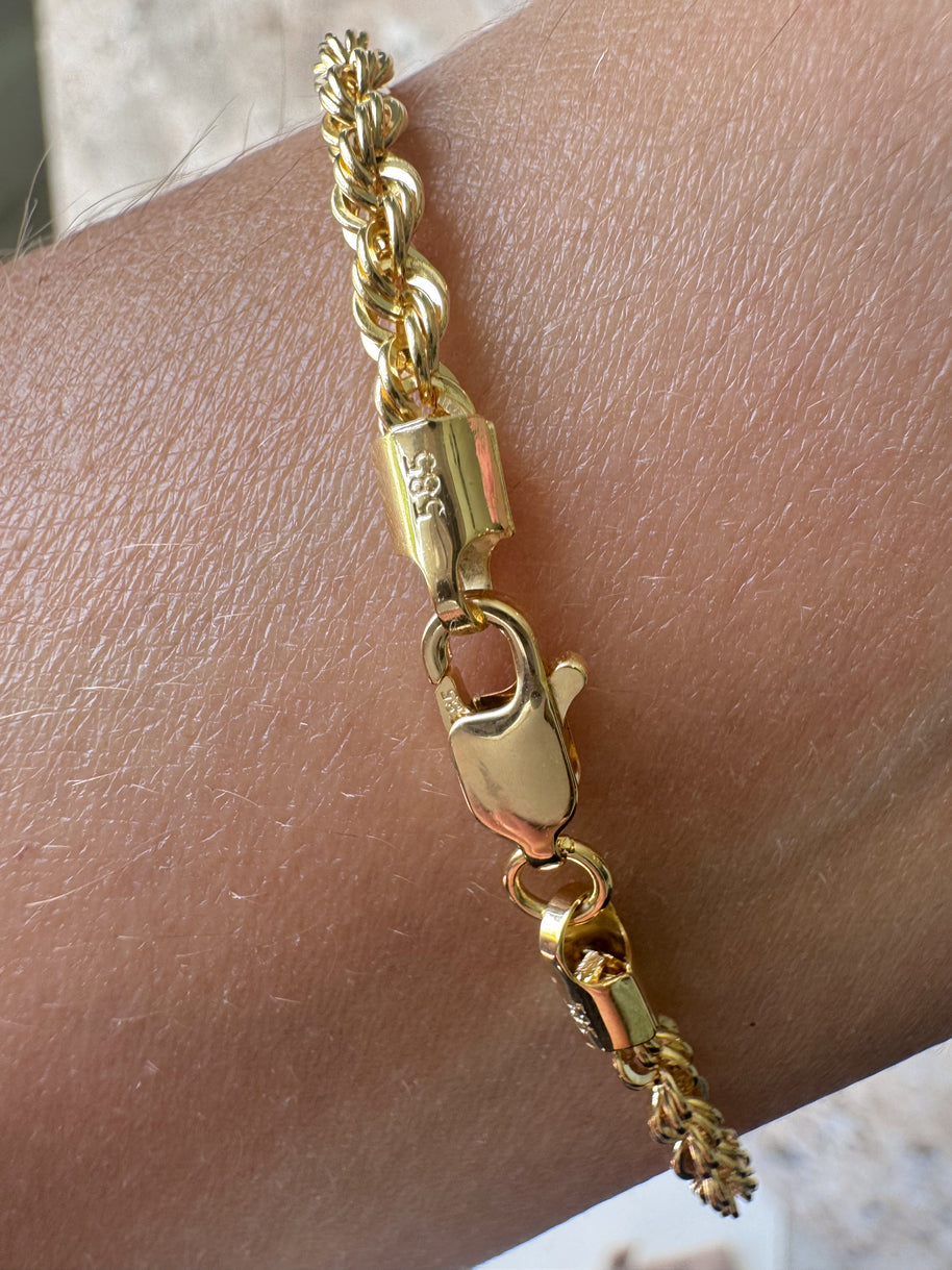 Rope Style 14k Solid Gold Bracelet