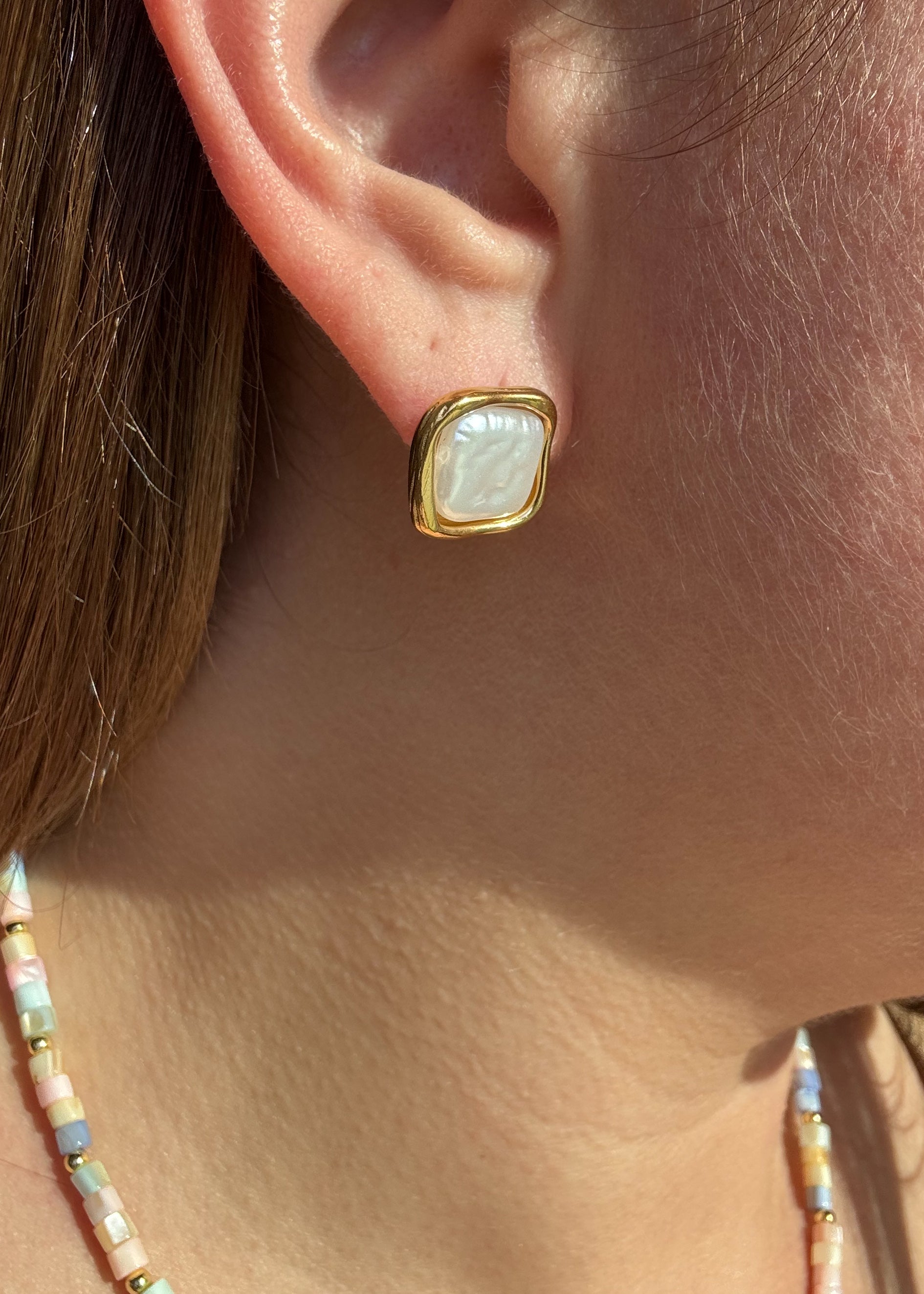 Square Mother Of Pearl Earrings