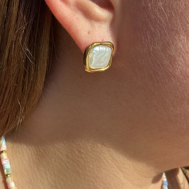 Square Mother Of Pearl Earrings