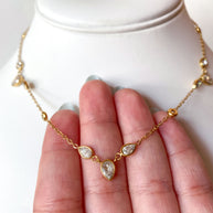 Golden Teardrop Style Steel Necklace