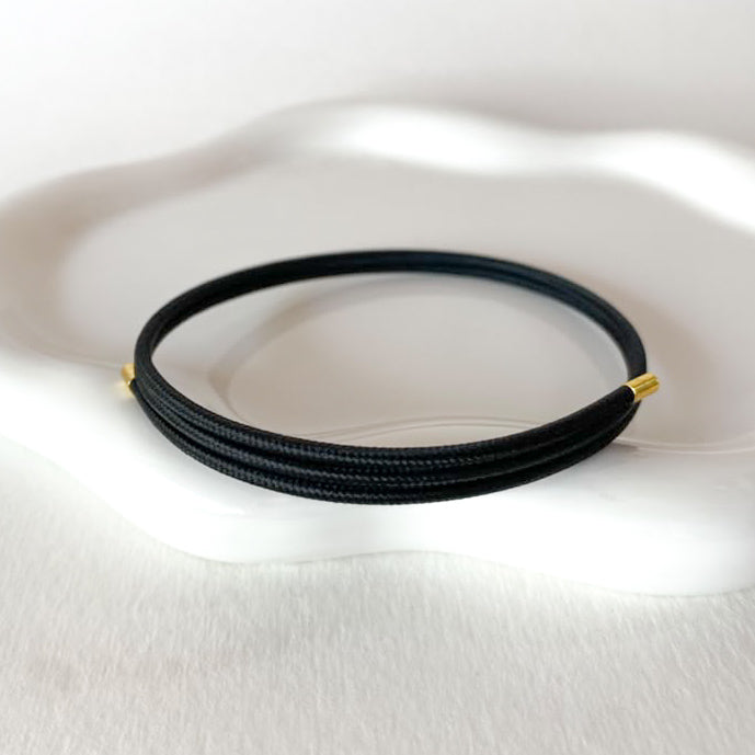 Adjustable Black Magnetic Cord Faith and Black Heart Crystal Bracelet/Necklace