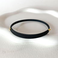 Adjustable Black Magnetic Cord Faith and Black Heart Crystal Bracelet/Necklace