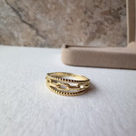 Beaded Links Italy Triple 18k Solid Gold Ring