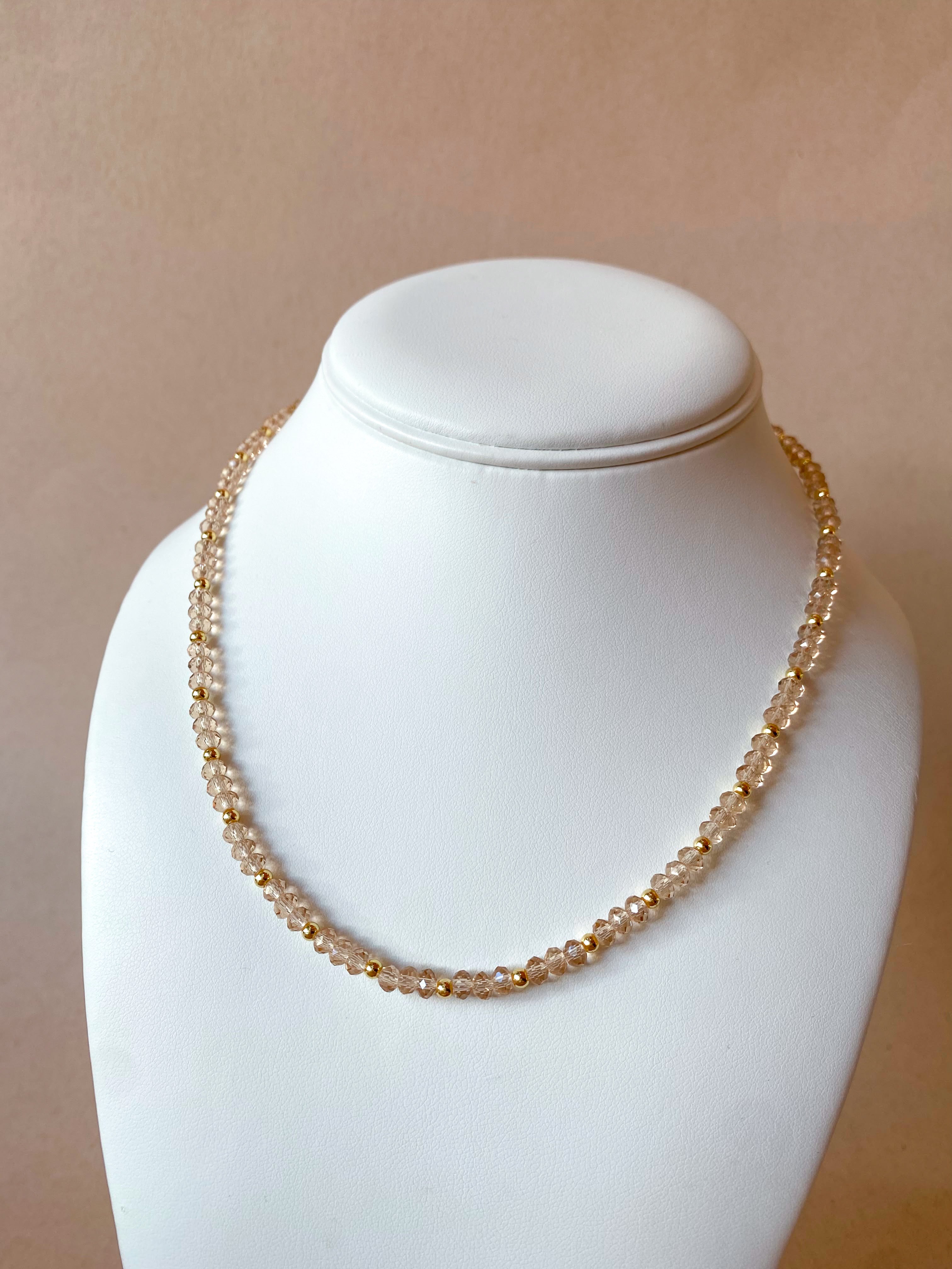 Light Brown Crystals Plain Necklace