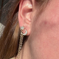 Star and Moon Style 2 Layers ⭐️ 🌙 Hoops Gold Plated Earrings