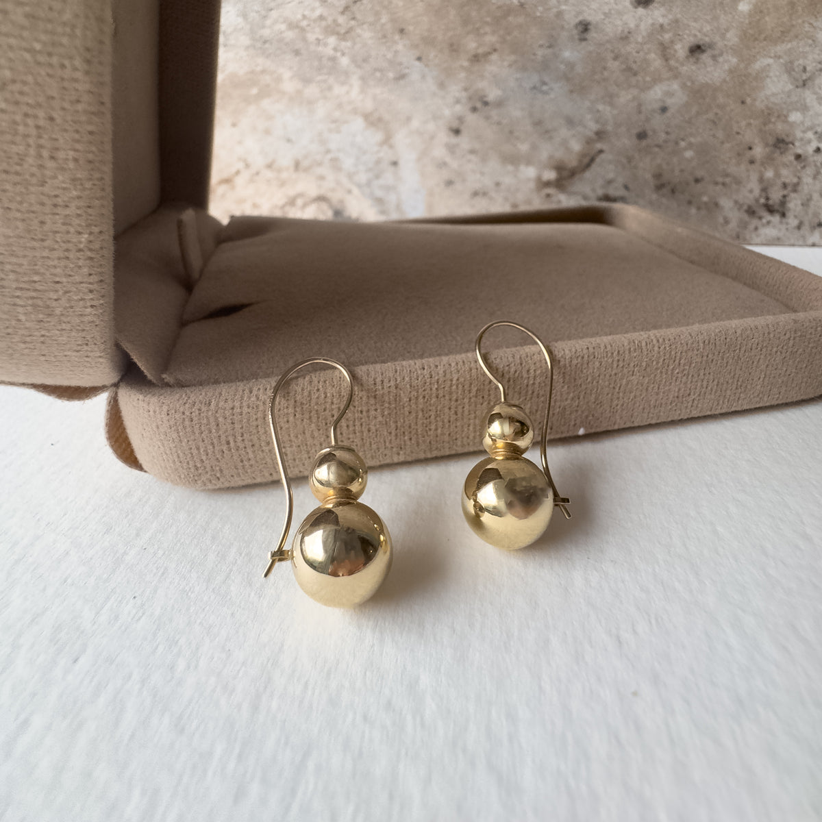2 Balls Style 14K Solid Gold Earrings