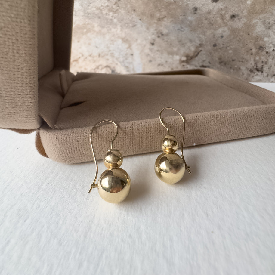 2 Balls Style 14K Solid Gold Earrings
