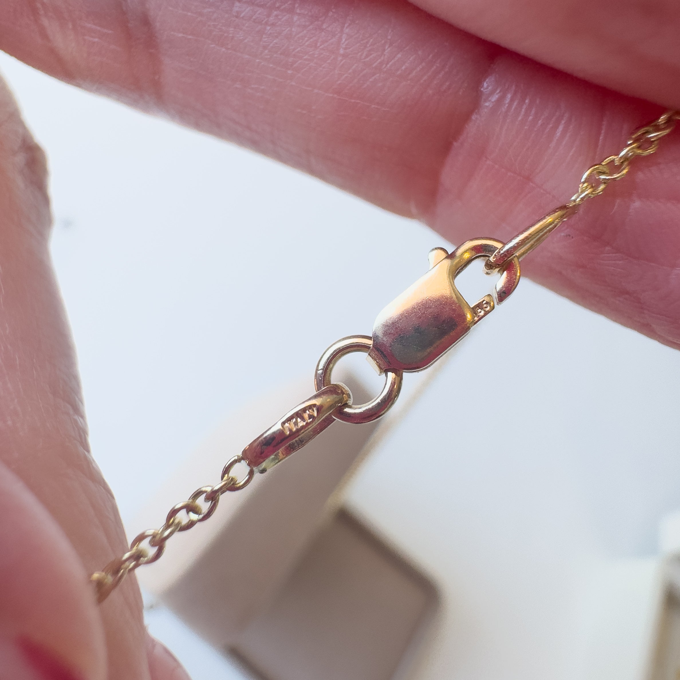 Gold and Silver PaperClip Station Chain 14k Solid Gold Necklace